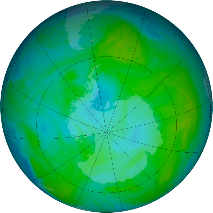 Antarctic ozone map for 30 December 2000